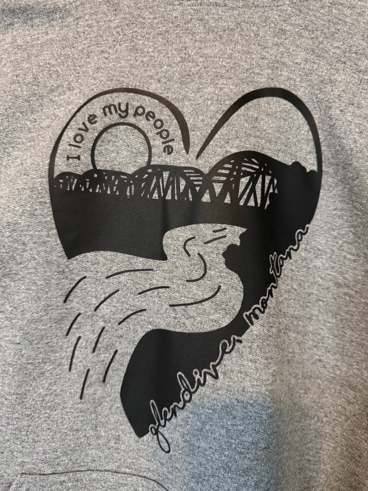 Cozy Glendive hoodie featuring the Yellowstone River and Bell Street Bridge